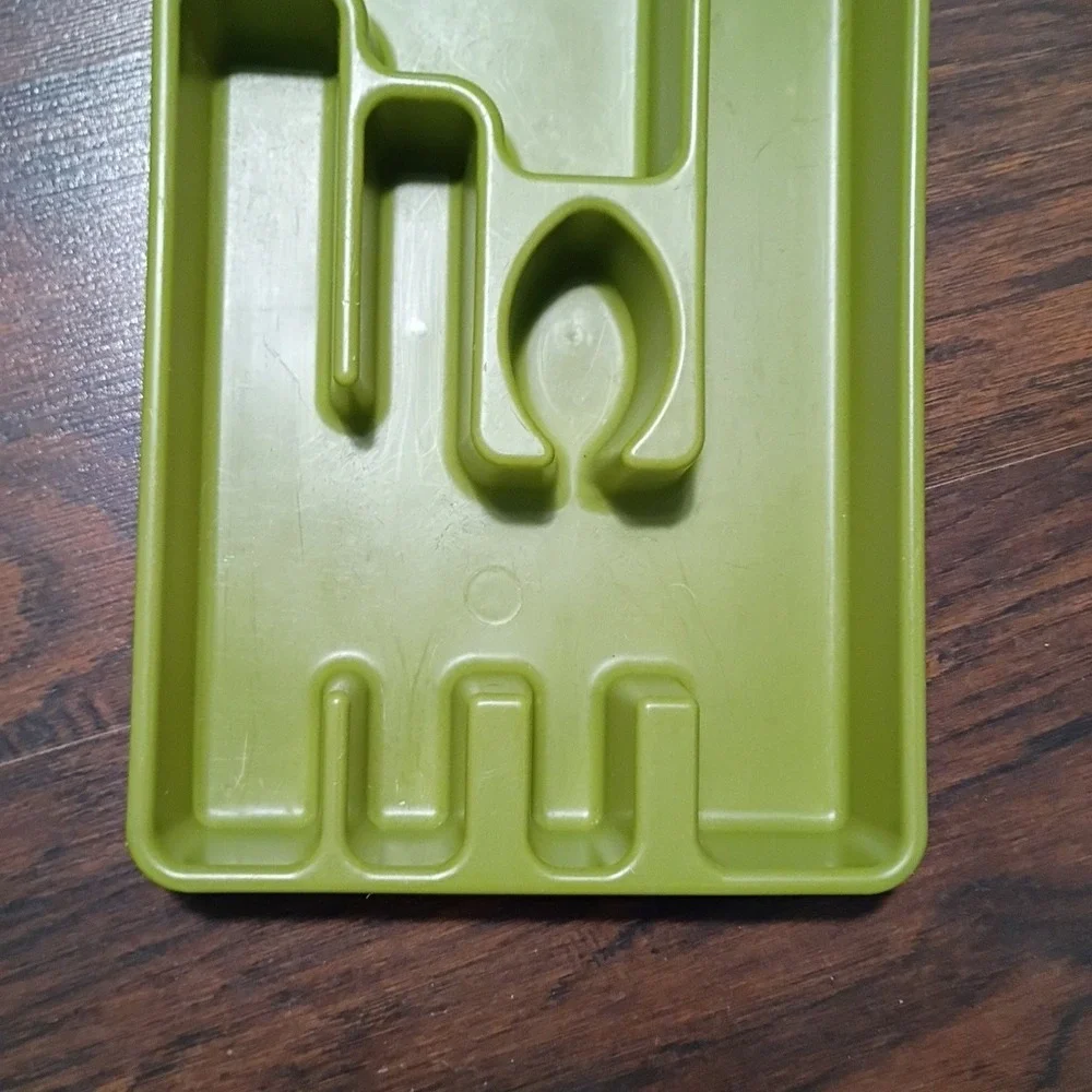 VTG MCM Rubbermaid 2921‎ Avocado Green Silverware Tray Drawer Utensil Organizer